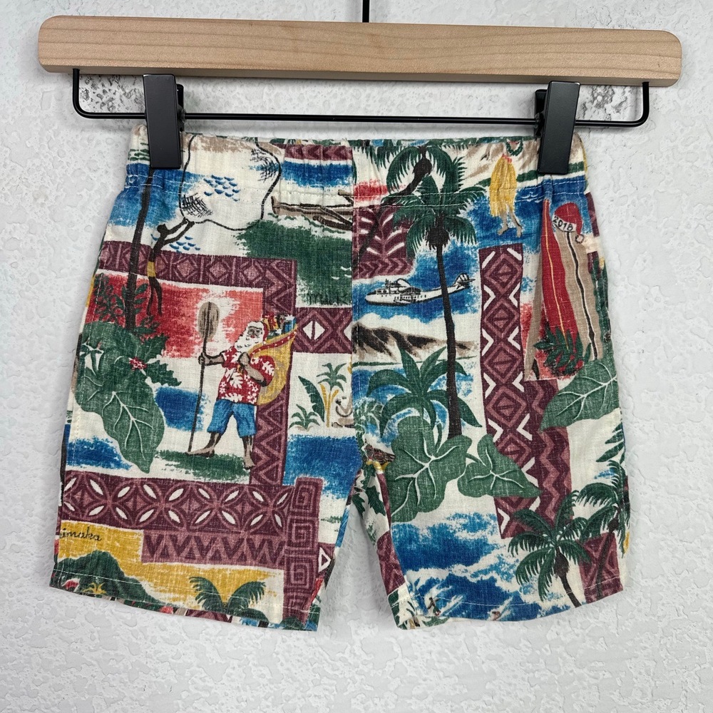 Reyn Spooner Shorts Unisex 3T Colorful Hawaiian Christmas Mele Kalikimaka‎ Santa